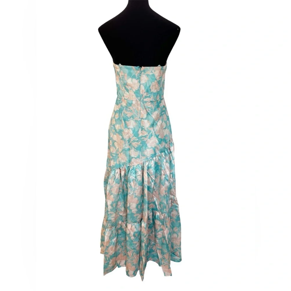 Hutch Anthropologie Phoebe Floral Strapless Maxi Cocktail Dress Womens 2 NWT